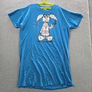 VINTAGE‎ HL Miller Reno Dress Shirt OS Blue Graphic Bunny Dont Do Mornings 80s